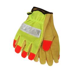 Picture of Grain Pigskin Keystone Thumb Leather Drivers Hi-Viz Mesh Back