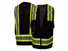 ANSI Type O Class 1 Black Mesh Zipper Safety Vests