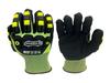 Rig Impactor® Sandy Nitrile Palm Impact Level 2 Cut A6 Gloves w/ TPR Back Protection | Hi-Vis Shell